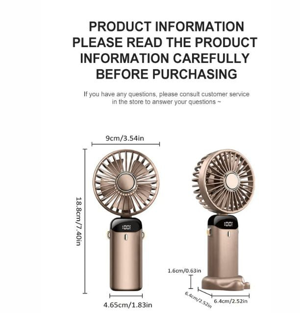 Portable Neck Fan — 3000mAh Rechargeable | 5 Speed | Foldable Hands-Free Cooling Fan with LED Display & Phone Stand