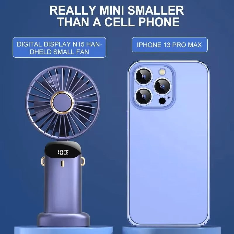 Portable Neck Fan — 3000mAh Rechargeable | 5 Speed | Foldable Hands-Free Cooling Fan with LED Display & Phone Stand