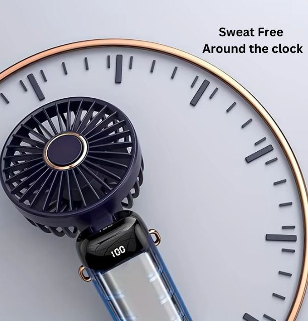 Portable Neck Fan — 3000mAh Rechargeable | 5 Speed | Foldable Hands-Free Cooling Fan with LED Display & Phone Stand